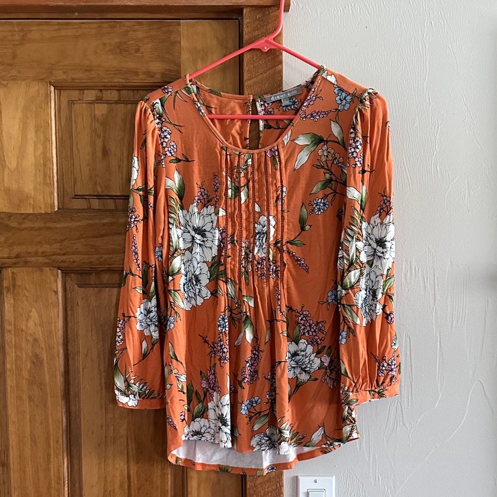 Daniel Rainn Orange Floral Blouse